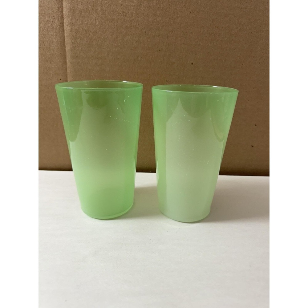 Antique Glassware Glasses Tumblers Green Opal
